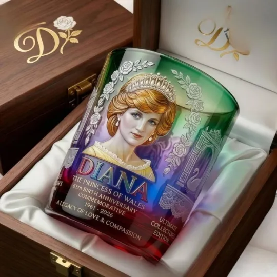 [No box]  Princess Diana 65Th Anniversary A Legacy Of Love Passion Whiskey Glass