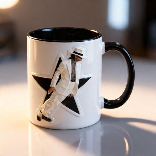 Michael Jackson 3D Embossed Mug, King of Pop Coffee Cup, MJ Dance Gift, Music Lover Mug, Pop Star Decorative Mug
