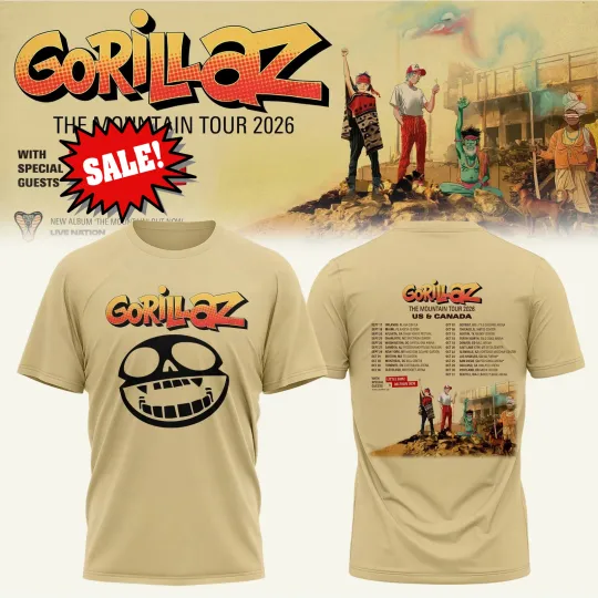 US Canada Concert Tour Gorillaz Band The Mountain Tour 2026 3D T Shirt BT891