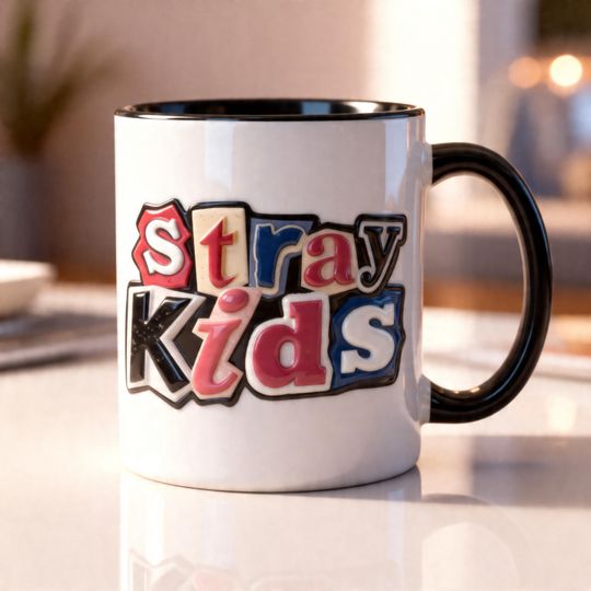 Stray Kids 3D Embossed Mug - Kpop Coffee Cup, Fan Gift, Aesthetic Kitchen & Dining
