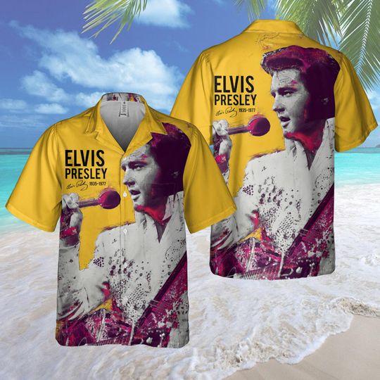 Elvis Presley Hawaiian Shirt, Vintage Rockabilly Aloha, Retro Music Beach Shirt, Summer Vacation Outfit, Gift for Elvis Fans