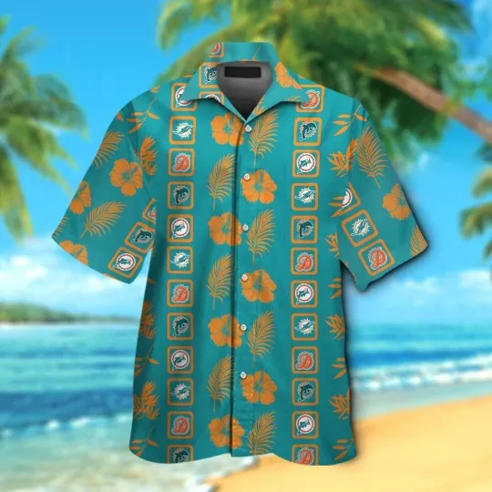 Discover Miami Dolphins Tropical Palm Tree Summer Aloha Hawaiian Shirt