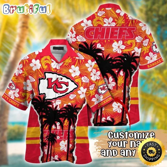 Customized Kansas City Chiefs Palm Tree Aloha Hawaiian Shirt