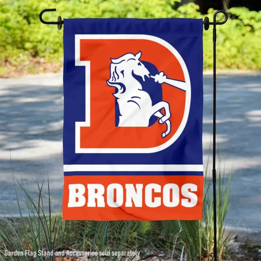 Discover Denver Broncos Throwback Logo Garden Flag and Yard Banner