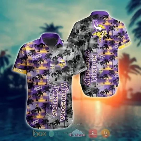 Minnesota Vikings Twilight Palm Breeze Hawaiian Shirt, Gift For football Fans