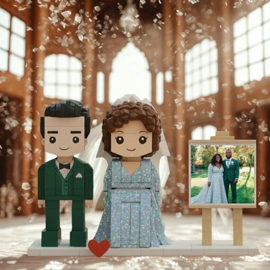 Custom Brick Figures: Personalized Couple Brick Figures, 3D Brick Figures, Unique Gift for Her, Custom Mini Figures