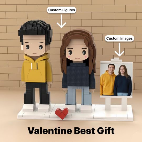 Custom 2 Person Brick Figures: Personalized Building Block, Custom Couple Brick Figures, Custom Action Figures, Couple Block Gift