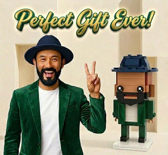 Custom Person Brick Figures with Engraved Frame, Personalized Building Block Gift