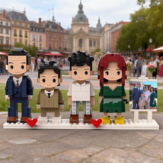 Custom Lego Family Brick Figures from Photo, Personalized Mini Block Characters, Custom Couple & Kids Gift, Anniversary Home Decor