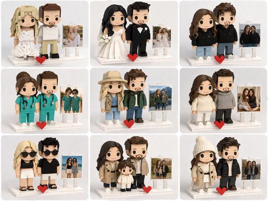 Custom Brick Style Couple Figurine | Personalized Couple Gift | Anniversary Keepsake | Cute Block Character Statue | Wedding Gift