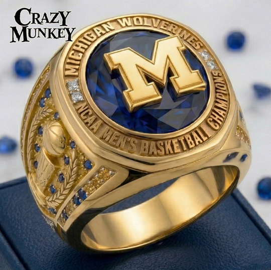 Gold Blue Sapphire Michigan Champions Ring