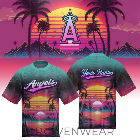Los Angeles Angels Special Retro Style Limited Edition Custom Name Boxy Mesh T-shirts