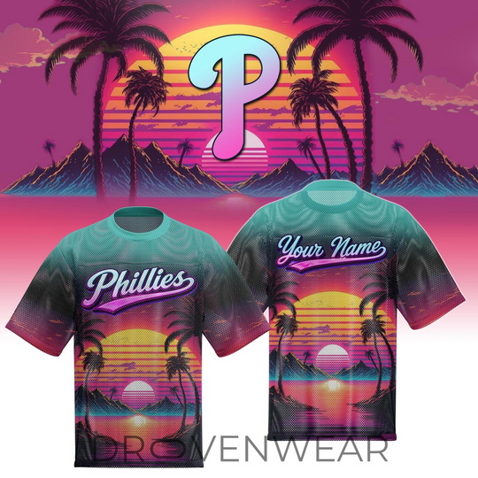 Philadelphia Phillies Special Retro Style Limited Edition Custom Name Boxy Mesh T-shirts