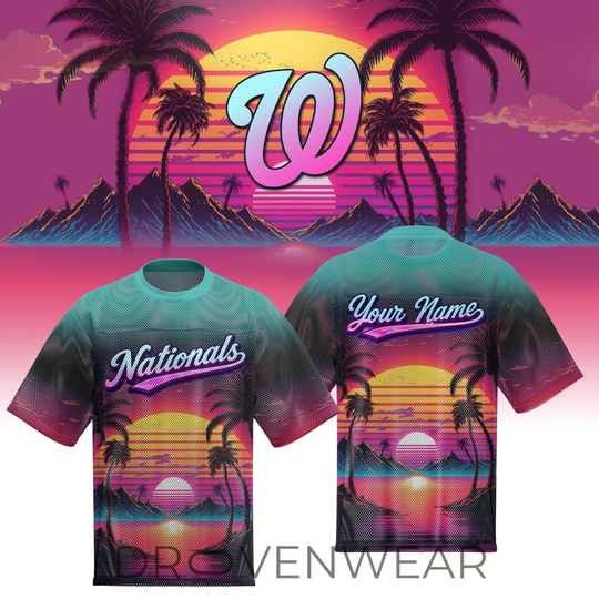 Washington Nationals Special Retro Style Limited Edition Custom Name Boxy Mesh T-shirts