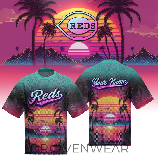 Cincinnati Reds Special Retro Style Limited Edition Custom Name Boxy Mesh T-shirts