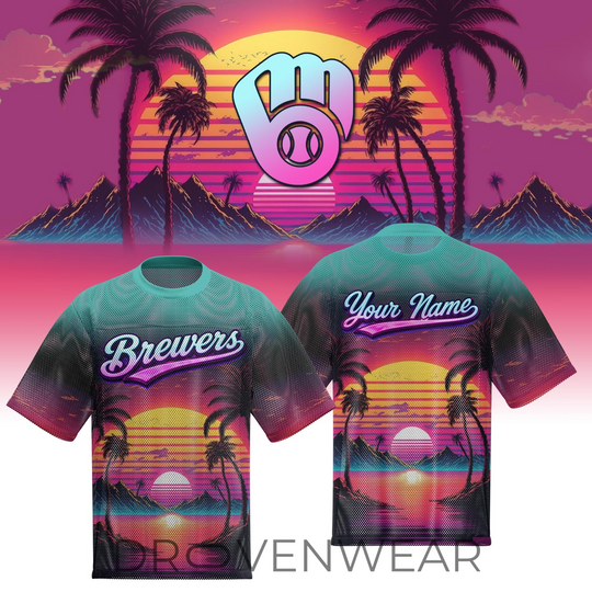 Milwaukee Brewers Special Retro Style Limited Edition Custom Name Boxy Mesh T-shirts
