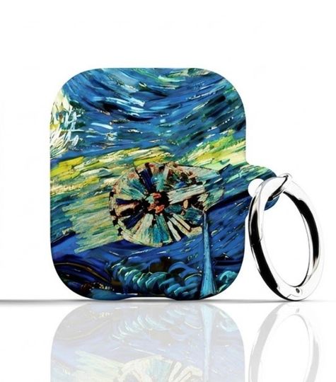 Millennium Falcon AirPods Case - For Apple AirPods 1 2, AirPods Pro Air Pod Cover Metal Carabiner Keychain Starry Star Night Van Gogh Wars