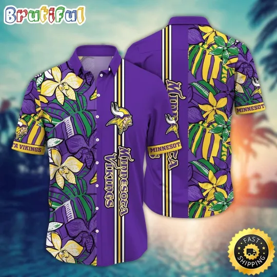 Minnesota Vikings Flower Chic Aloha Hawaiian Shirt, Gift For football Fans