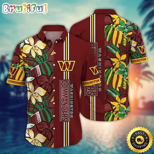 Washington Commanders Flower Chic Aloha Hawaiian Shirt, Gift For football Fans