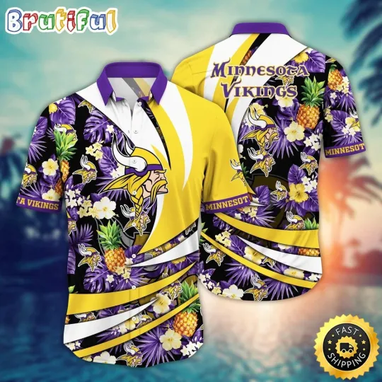 Minnesota Vikings Flower Classic Hawaiian Shirt, Gift For football Fans