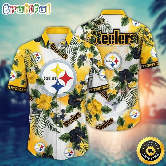 Pittsburgh Steeler Flower Trendy Floral Hawaiian Shirt, Gift For football Fans
