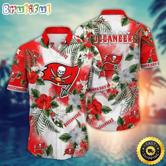 Tampa Bay Buccaneers Flower Trendy Floral Hawaiian Shirt, Gift For football Fans