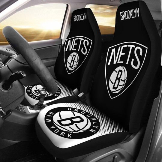 NBA Brooklyn Nets Black Gray Car Seat Covers