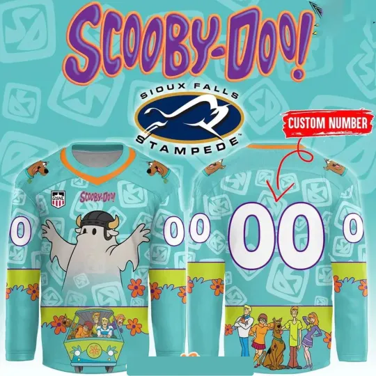 Personalized Sioux Falls Stampede Scooby-Doo Night Hockey Shirt Fan Gear Gift