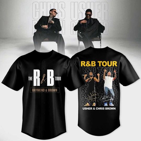 Discover R&B Tour 2026 Chris Brown Usher Baseball Jersey, Concert Fan Shirt