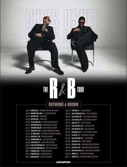 Chris Brown Usher R&B Tour 2026 Schedule Poster Print