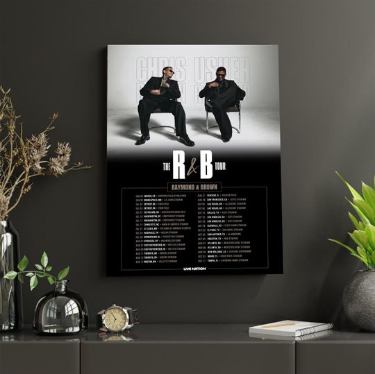 Usher and Chris Brown The RnB Tour Poster, Raymond & Brown Tour Dates Print, RnB Concert Wall Art, Music Tour Poster, Fan Gift Decor