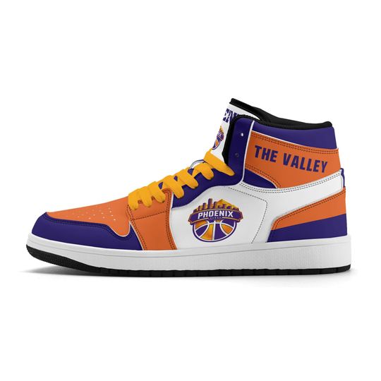 Phoenix Basketball Team Sneakers for Men & Women Team Themed Basketball Sport Shoes Custom Sneakers White Purple Orange Shoes Phoenix Gifts