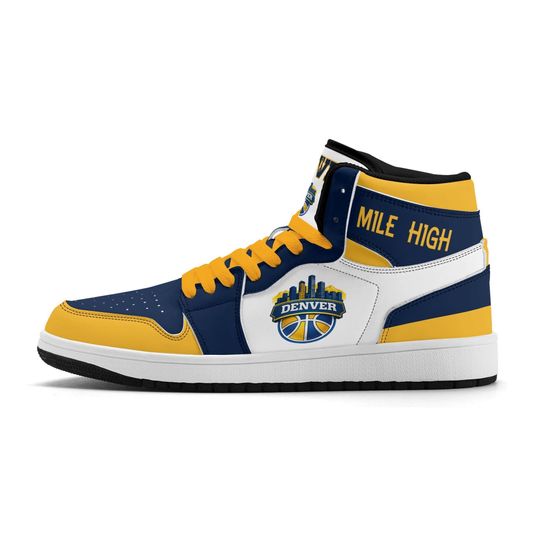 Discover Denver Basketball Team Sneakers for Men & Women Team Themed Basketball Sport Shoes Custom Kicks Navy Gold Shoes Rocky Mountain Denver Gift