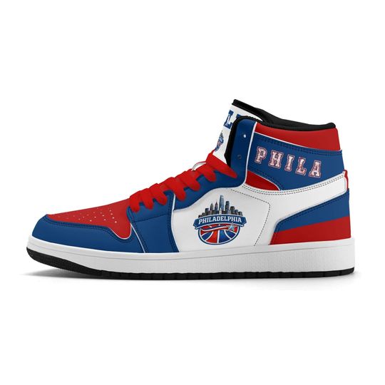 Philadelphia Basketball Team Sneakers for Men & Women Team Themed Philly Basketball Sport Shoes Custom Gym Shoes Brotherly Love Phila Gifts