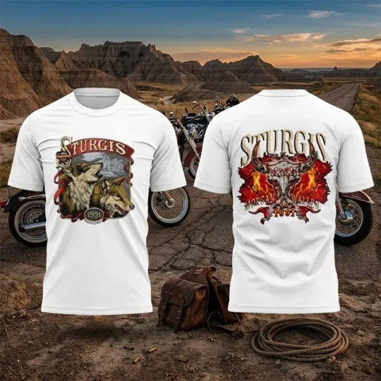 2026 Wallen Western Haarleyy Davidson Wolf Sturgis Shirt S-4XL