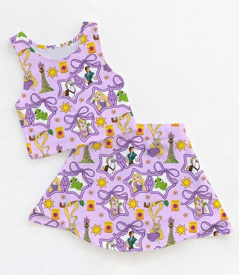 Enchanting Rapunzel Purple Plaid Activewear Set, At Last I See The Light Skort Outfit, runDisney Princess Marathon Mothers Day Birthday Gift