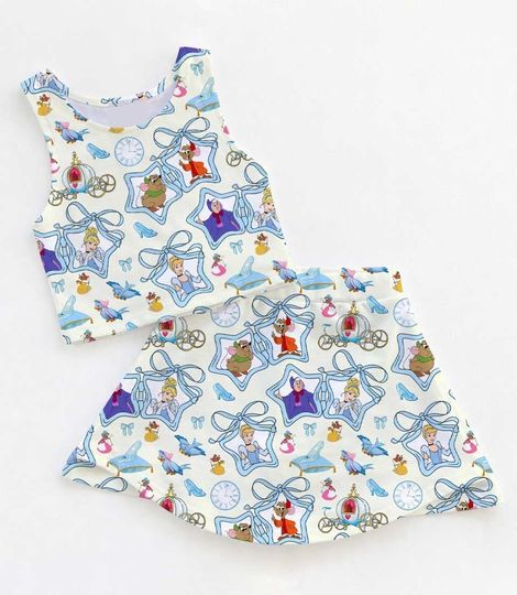 Sweet Watercolor Cinde Blue Plaid Activewear Set, Glass Slipper Skort Outfit, runDisney Princess Marathon Mothers Day Birthday Gift Gea
