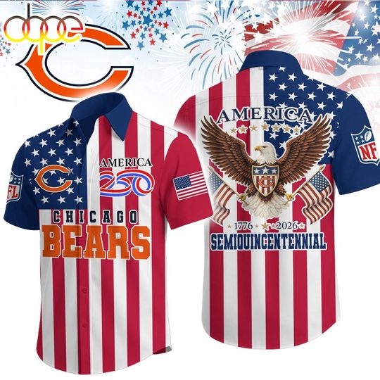 Chicago Bears Liberty Eagle Patriotic Hawaiian Shirt