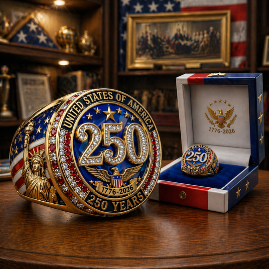 Patriotic Ring, USA 250th Anniversary Party Ring 1776-2026, 4th of July Collection