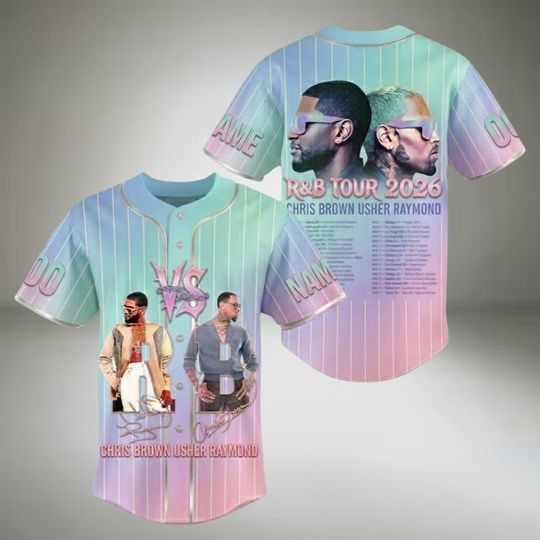 Custom Usher And Chris Brown Baseball Jersey, The R&B Tour Shirt, Hip Hop Concert Jersey, RnB Fan Apparel, Streetwear Music Shirt
