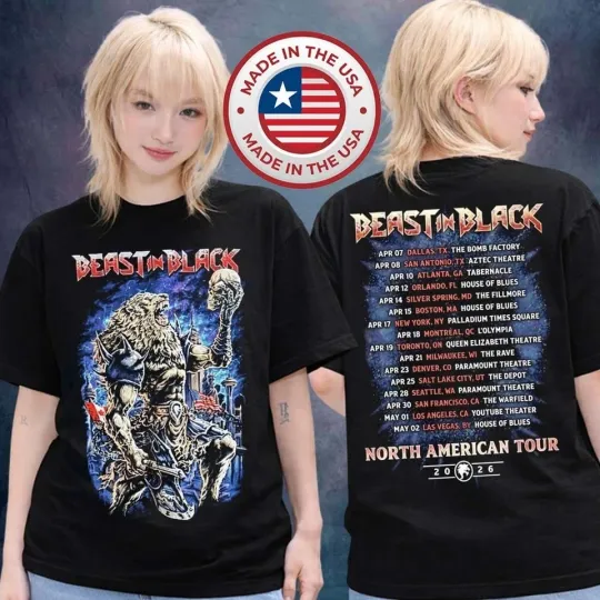Discover Beast In Black Merch North American Tour 2026 City Dates T-Shirt