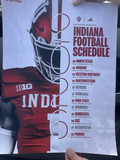 2026 Season IU Indiana Hoosiers Football Schedule Poster National Champions 2025