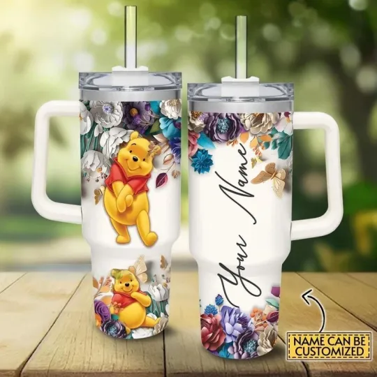 Personalized Winnie the Pooh 40 Oz Tumbler, Pooh Tumbler, Gift for Cartoon