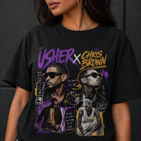 Usher x Chris Brown R&B Tour T-Shirt | Unisex Urban Concert Style Tee | Two Legends One Vibe Shirt