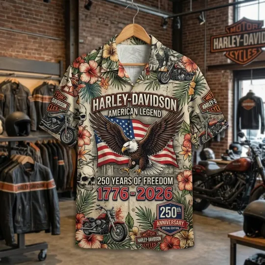 H davidson Hawaiian Shirt, 1776-2026, America 250th Anniversary