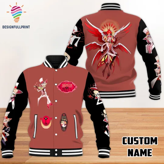 Discover Red and Black Lucifer Hazbin Hotel CP Baseball Jacket