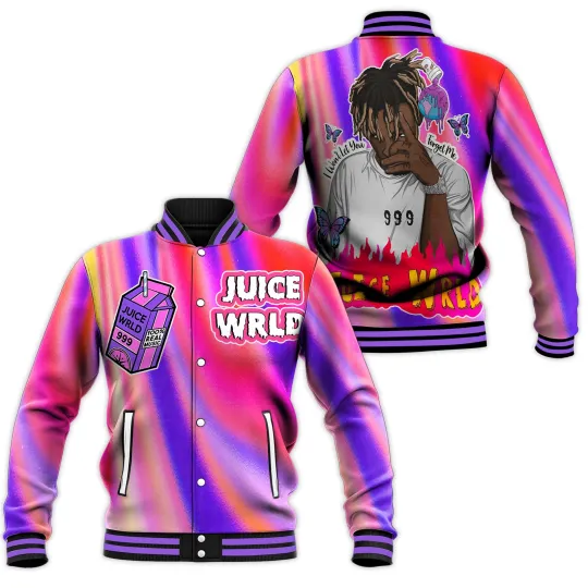 Hologram Colorful Juice Wrld I Won’t Let You Forget Me Baseball Jacket