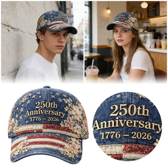 Baseball Cap United States 250th Anniversary Hat 3D (All Printed)
