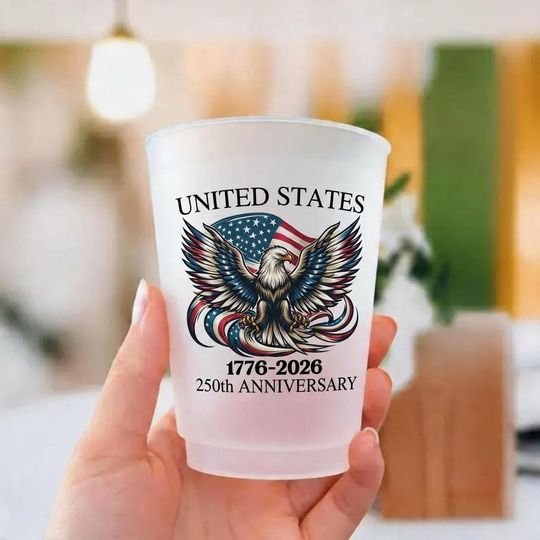 Plastic Cups - America 250th Anniversary Gifts For Mom, Dad, Brother, Sister, Kids - Built on Strength & Pride