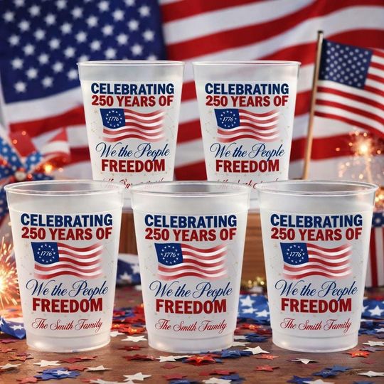 Personalized USA 250th Anniversary  Gifts, Custom Plastic Cups,Together We Celebrate Cups,USA Semiquincentennial Party Favors,July 4th Gifts